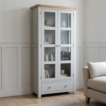 Melbourne French Grey Painted 2 Door 1 Drawer Display Cabinet