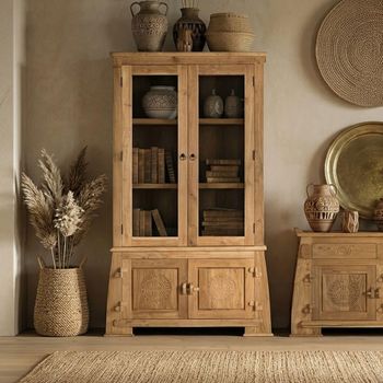 Sumbawa Natural Teak Wood 2 Door Display Cabinet