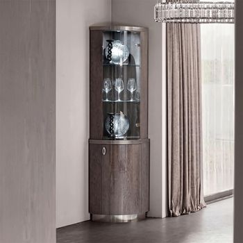 Armonia Italian Silver Birch 2 Door Corner Display Cabinet