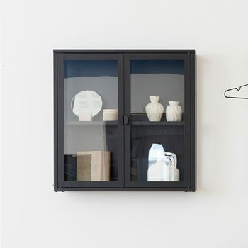 Brisbane Black Metal 2 Door Hanging Display Cabinet