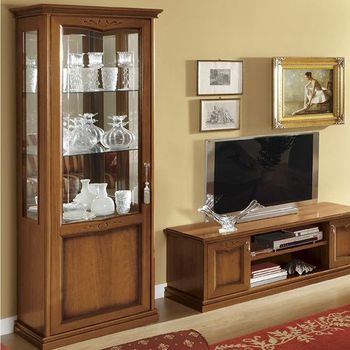 Nostalgia Italian Walnut 1 Door LHF Display Cabinet