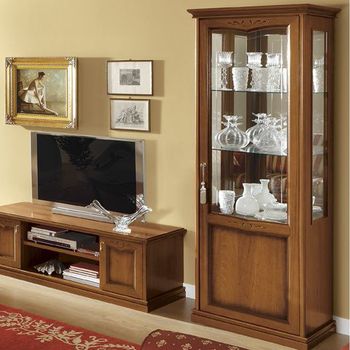 Nostalgia Italian Walnut 1 Door RHF Display Cabinet