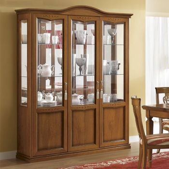 Nostalgia Italian Walnut 3 Door Display Cabinet