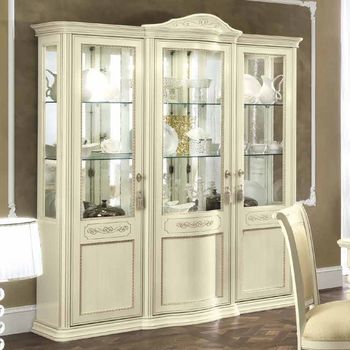 Torriani Italian Ivory 3 Glass Door Display Cabinet