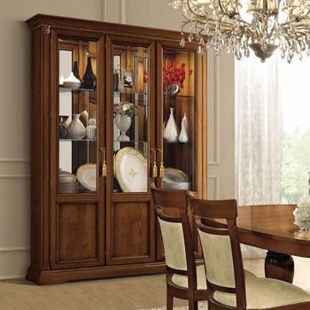 Treviso Italian Cherry Wood 3 Door Display Cabinet