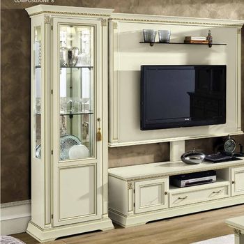 Treviso Italian White Ash 1 Door LHF Display Cabinet