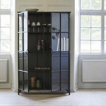 Downtown Black 2 Door Wide Display Cabinet