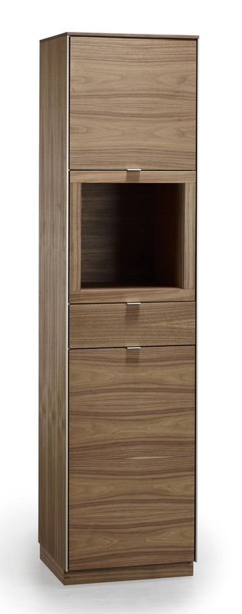 Walnut 2 Door 1 Drawer Narrow Display Cabinet - SM914 - EX Display