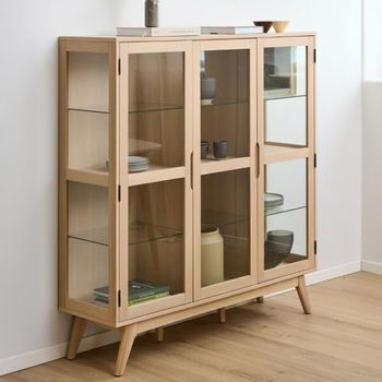 Marte White Oak 3 Door Display Cabinet