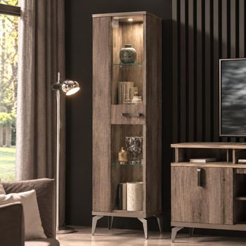 Matera Italian Wood Grain Gloss 1 Door LHF Vitrine