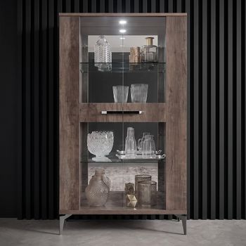 Matera Italian Wood Grain Gloss 2 Door Vitrine