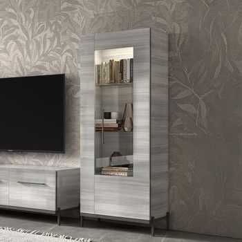 Mia Grey 1 Door RHF Display Cabinet