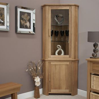 Opus Oak 2 Door Corner Display Cabinet