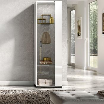 Modern Mara White Hangisi Marble 1 Door RHF Vitrine