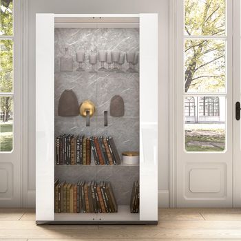 Modern Mara White Hangisi Marble 2 Door Vitrine
