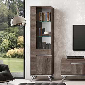 Modern Medea 1 Door LHF Vitrine Vintage Oak