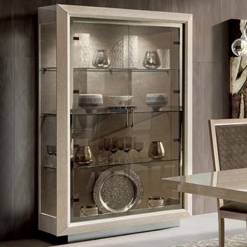 Elite Italian Sand Birch Solid Wood 2 Door Vitrine