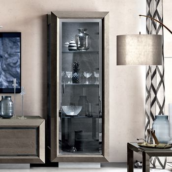 Elite Italian Silver Birch Solid Wood 1 Door Vitrine