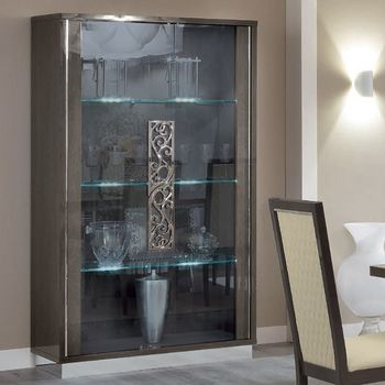 Platinum Italian Glamour Silver Birch and Silver Glass Vitrine