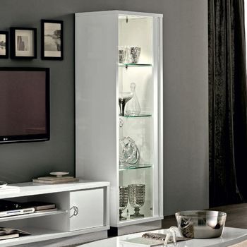 Roma Italian Glamour White 1 Door RHF Vitrine