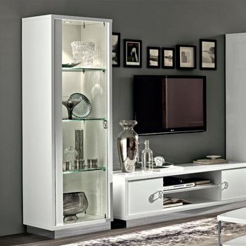 Roma Italian Glamour White 1 Door LHF Vitrine