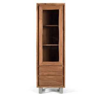 Monza Natural Acacia Wood 1 Door Narrow Display Cabinet