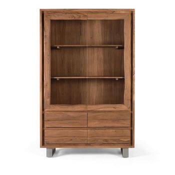 Monza Natural Acacia Wood 2 Door Wide Display Cabinet