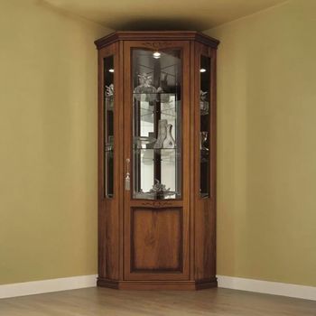 Nostalgia Italian Walnut Corner Display Cabinet