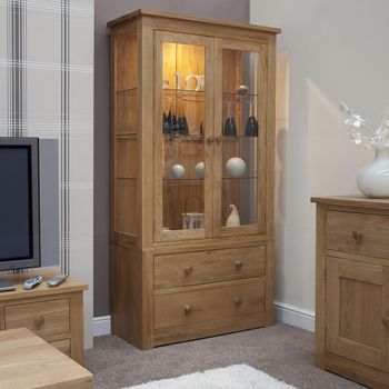 Torino Oak 2 Door Display Cabinet