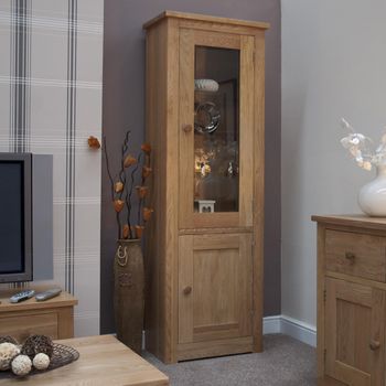 Torino Oak 2 Door Narrow Display Cabinet