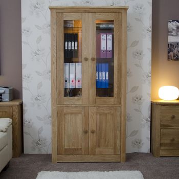 Torino Oak Library Unit 4 Door Display Cabinet