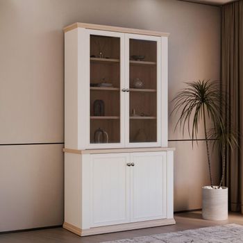 Pontypool White and Riva Oak 2 Door Display Cabinet