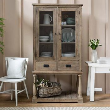 Topsham Natural Glass 2 Door 2 Drawer Display Unit