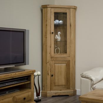 Deluxe Oak 2 Door Corner Display Cabinet