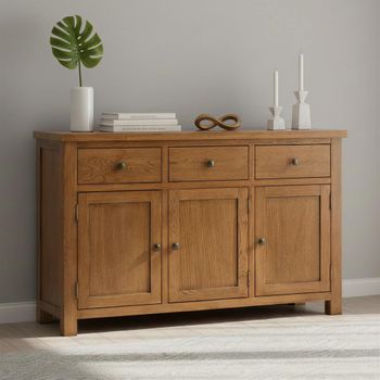 Original Rustic Oak 3 Door Medium Sideboard