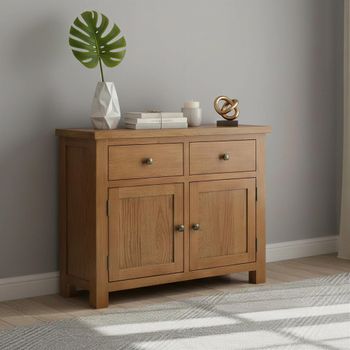 Original Rustic Oak 2 Door Small Sideboard