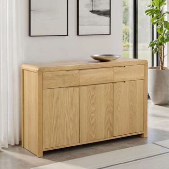 Curve Oak 130cm 3 Door Medium Sideboard
