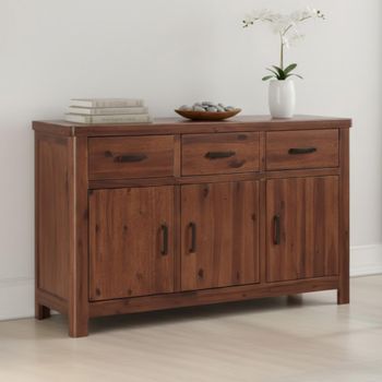 Andorra Dark Acacia Wood 135cm 3 Door Medium Sideboard