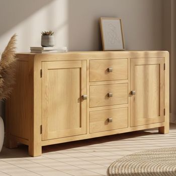 Curve Oak 165cm 2 Door Large Sideboard