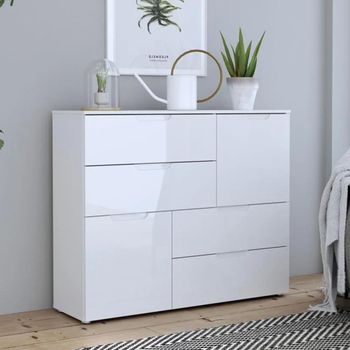 Sienna White Gloss Wide 2 Door 4 Drawer Sideboard