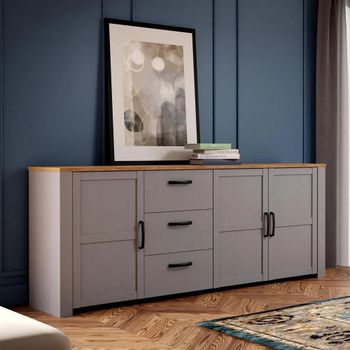 Bohol Grey 3 Door 3 Drawer Extra Large Sideboard