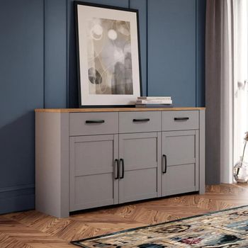 Bohol Grey 3 Door 3 Drawer Large Sideboard