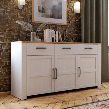 Bohol White 3 Door 3 Drawer Large Sideboard