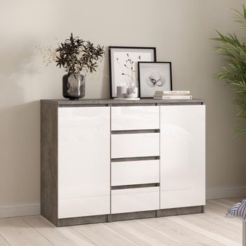 Naia Grey Concrete 2 Door 4 Drawer Medium Sideboard