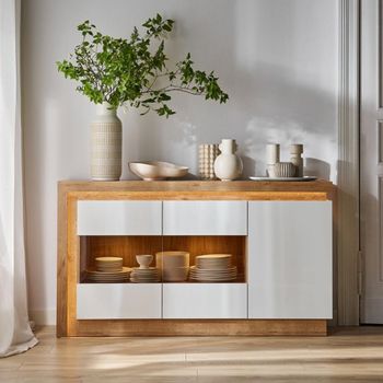 Lyon Oak Glazed 3 Door Medium Sideboard