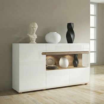 Chelsea White Gloss Glazed 3 Door Large Sideboard