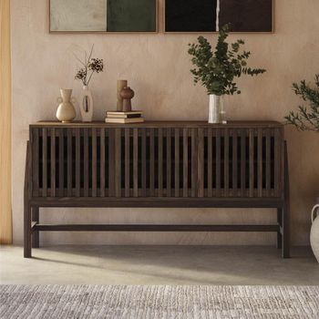Abigail Ahern Batten Zebrano Veneer Wide 3 Door Sideboard