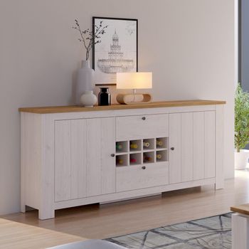 Celesto White 2 Door 2 Drawer Large Sideboard with Wine Rack