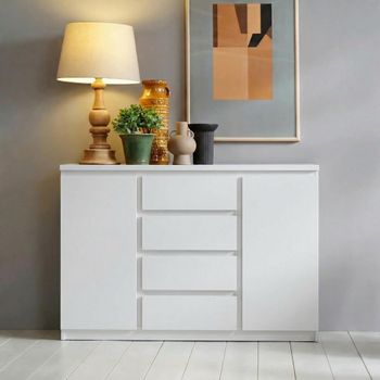 Fribo White 2 Door 4 Drawer Medium Sideboard