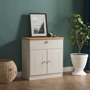 Victoria Grey and Riviera Oak Compact 2 Door Sideboard
